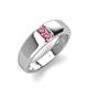 3 - Ethan 3.00 mm Round Pink Tourmaline 2 Stone Men Wedding Ring 