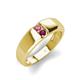 3 - Ethan 3.00 mm Round Pink Tourmaline and Rhodolite Garnet 2 Stone Men Wedding Ring 