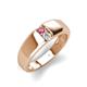3 - Ethan 3.00 mm Round Pink Tourmaline and White Sapphire 2 Stone Men Wedding Ring 