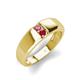 3 - Ethan 3.00 mm Round Pink Tourmaline and Ruby 2 Stone Men Wedding Ring 