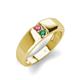 3 - Ethan 3.00 mm Round Pink Tourmaline and Lab Created Alexandrite 2 Stone Men Wedding Ring 