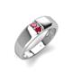 3 - Ethan 3.00 mm Round Pink Tourmaline and Ruby 2 Stone Men Wedding Ring 