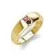 3 - Ethan 3.00 mm Round Pink Tourmaline and Black Diamond 2 Stone Men Wedding Ring 