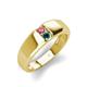 3 - Ethan 3.00 mm Round Pink Tourmaline and Blue Diamond 2 Stone Men Wedding Ring 