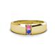 1 - Ethan 3.00 mm Round Pink Sapphire and Tanzanite 2 Stone Men Wedding Ring 