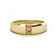 1 - Ethan 3.00 mm Round Pink Sapphire and Peridot 2 Stone Men Wedding Ring 
