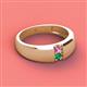 2 - Ethan 3.00 mm Round Pink Sapphire and Emerald 2 Stone Men Wedding Ring 