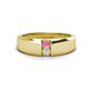 1 - Ethan 3.00 mm Round Pink Sapphire and White Sapphire 2 Stone Men Wedding Ring 