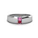 1 - Ethan 3.00 mm Round Pink Sapphire and Ruby 2 Stone Men Wedding Ring 