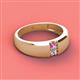 2 - Ethan 3.00 mm Round Pink Sapphire and Lab Grown Diamond 2 Stone Men Wedding Ring 
