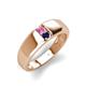 3 - Ethan 3.00 mm Round Pink Sapphire and Blue Sapphire 2 Stone Men Wedding Ring 