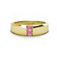 1 - Ethan 3.00 mm Round Pink Sapphire 2 Stone Men Wedding Ring 
