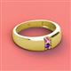2 - Ethan 3.00 mm Round Pink Sapphire and Amethyst 2 Stone Men Wedding Ring 