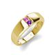 3 - Ethan 3.00 mm Round Pink Sapphire and Amethyst 2 Stone Men Wedding Ring 
