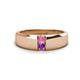 1 - Ethan 3.00 mm Round Pink Sapphire and Amethyst 2 Stone Men Wedding Ring 