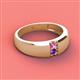 2 - Ethan 3.00 mm Round Pink Sapphire and Amethyst 2 Stone Men Wedding Ring 