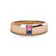 1 - Ethan 3.00 mm Round Pink Sapphire and Iolite 2 Stone Men Wedding Ring 