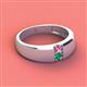 2 - Ethan 3.00 mm Round Pink Sapphire and Emerald 2 Stone Men Wedding Ring 