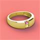 2 - Ethan 3.00 mm Round Pink Sapphire and Yellow Sapphire 2 Stone Men Wedding Ring 