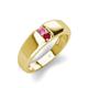 3 - Ethan 3.00 mm Round Pink Sapphire and Ruby 2 Stone Men Wedding Ring 