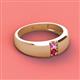 2 - Ethan 3.00 mm Round Pink Sapphire and Ruby 2 Stone Men Wedding Ring 