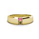 1 - Ethan 3.00 mm Round Pink Sapphire and Smoky Quartz 2 Stone Men Wedding Ring 