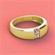2 - Ethan 3.00 mm Round Pink Sapphire and Lab Grown Diamond 2 Stone Men Wedding Ring 