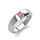 3 - Ethan 3.00 mm Round Pink Sapphire and Pink Tourmaline 2 Stone Men Wedding Ring 