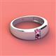 2 - Ethan 3.00 mm Round Pink Sapphire and Rhodolite Garnet 2 Stone Men Wedding Ring 