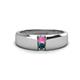 1 - Ethan 3.00 mm Round Pink Sapphire and London Blue Topaz 2 Stone Men Wedding Ring 