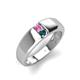 3 - Ethan 3.00 mm Round Pink Sapphire and London Blue Topaz 2 Stone Men Wedding Ring 