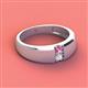 2 - Ethan 3.00 mm Round Pink Sapphire and White Sapphire 2 Stone Men Wedding Ring 