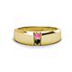 1 - Ethan 3.00 mm Round Pink Sapphire and Black Diamond 2 Stone Men Wedding Ring 