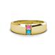 1 - Ethan 3.00 mm Round Pink Sapphire and Turquoise 2 Stone Men Wedding Ring 