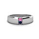 1 - Ethan 3.00 mm Round Pink Sapphire and Blue Sapphire 2 Stone Men Wedding Ring 