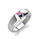 3 - Ethan 3.00 mm Round Pink Sapphire and Blue Sapphire 2 Stone Men Wedding Ring 