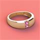 2 - Ethan 3.00 mm Round Pink Sapphire 2 Stone Men Wedding Ring 