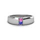 1 - Ethan 3.00 mm Round Pink Sapphire and Tanzanite 2 Stone Men Wedding Ring 