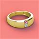 2 - Ethan 3.00 mm Round Pink Sapphire and Aquamarine 2 Stone Men Wedding Ring 