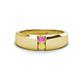 1 - Ethan 3.00 mm Round Pink Sapphire and Yellow Sapphire 2 Stone Men Wedding Ring 