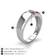 4 - Ethan 3.00 mm Round Pink Tourmaline and Ruby 2 Stone Men Wedding Ring 