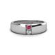 1 - Ethan 3.00 mm Round Pink Tourmaline and Forever Brilliant Moissanite 2 Stone Men Wedding Ring 
