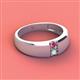 2 - Ethan 3.00 mm Round Pink Tourmaline and Opal 2 Stone Men Wedding Ring 