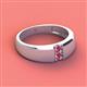 2 - Ethan 3.00 mm Round Pink Tourmaline 2 Stone Men Wedding Ring 
