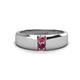 1 - Ethan 3.00 mm Round Pink Tourmaline and Rhodolite Garnet 2 Stone Men Wedding Ring 