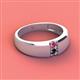2 - Ethan 3.00 mm Round Pink Tourmaline and Black Diamond 2 Stone Men Wedding Ring 