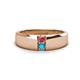 1 - Ethan 3.00 mm Round Pink Tourmaline and Turquoise 2 Stone Men Wedding Ring 
