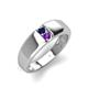 3 - Ethan 3.00 mm Round Blue Sapphire and Amethyst 2 Stone Men Wedding Ring 