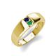 3 - Ethan 3.00 mm Round Blue Sapphire and Emerald 2 Stone Men Wedding Ring 