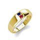 3 - Ethan 3.00 mm Round Blue Sapphire and Ruby 2 Stone Men Wedding Ring 